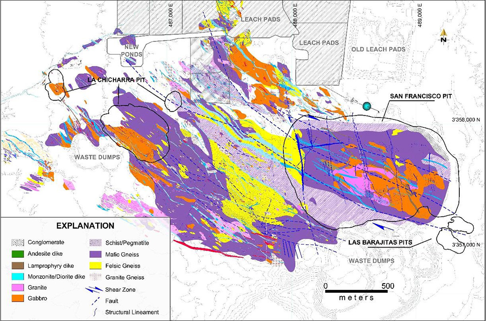 San Francisco and La Chicharra Minesite Geology Map